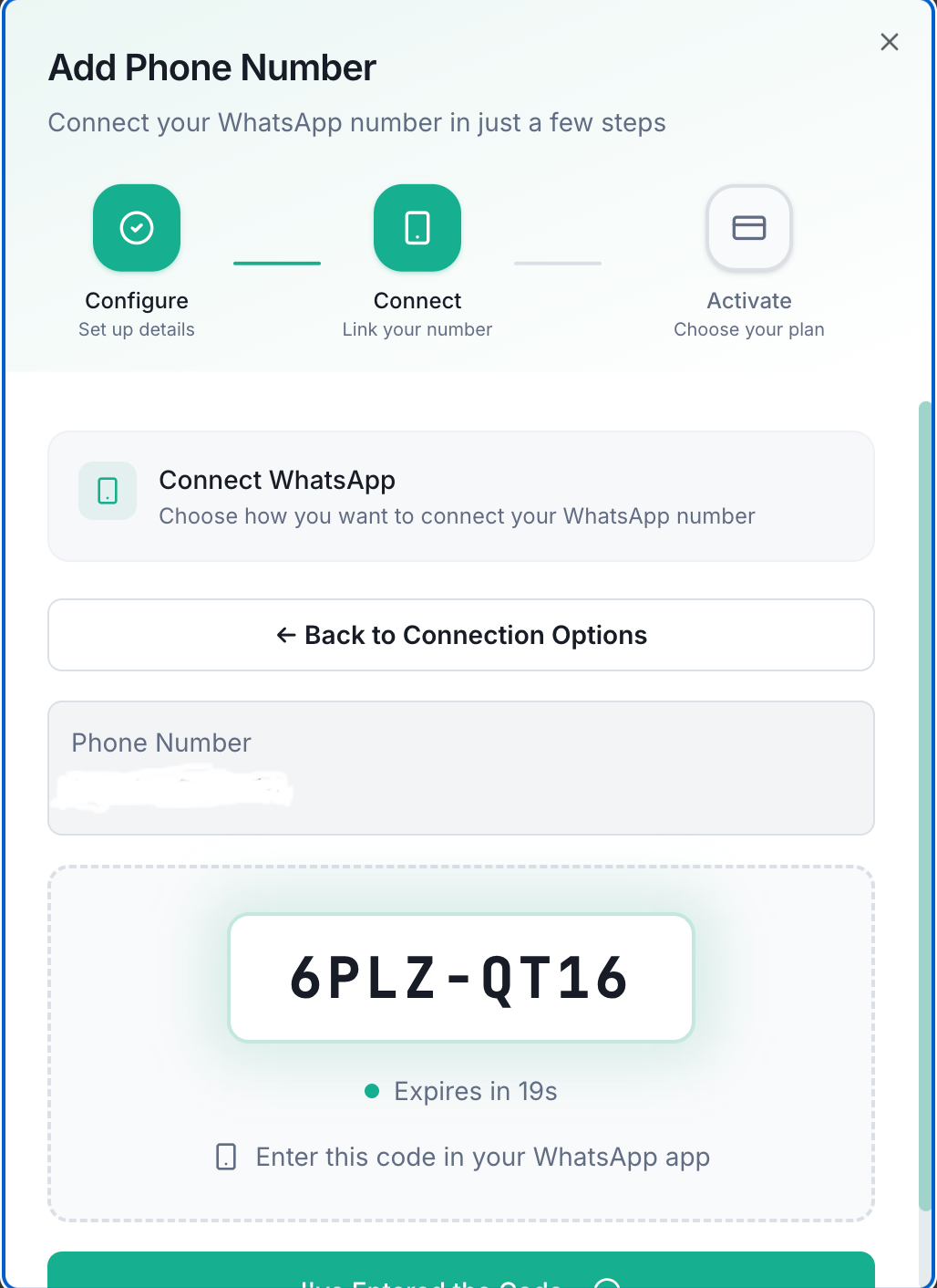 Code Entered Successfully